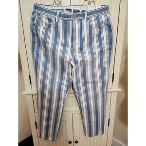 American Eagle Outfitters, blue and white striped Mom jeans, size 14